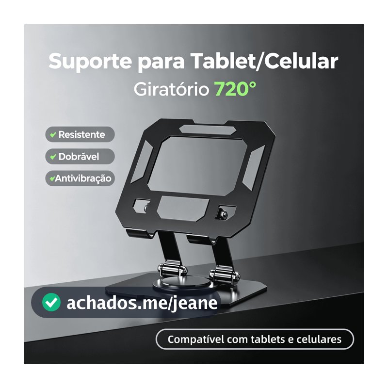 Suporte para tablet com rotação de 720 graus, reforçado, estável e dobrável, ideal para trabalho, estudo e desenho