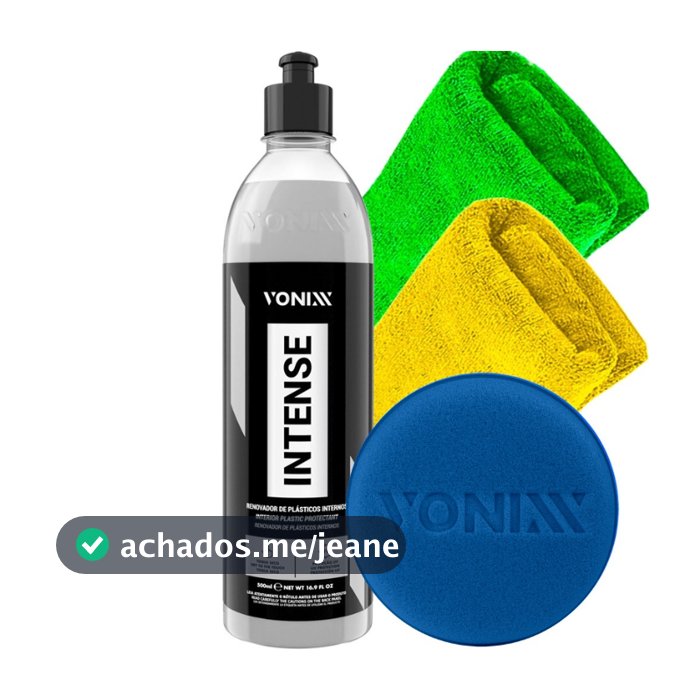 Kit Intense Vonixx  Revitalizador Plásticos Toalha Microfibra Limpeza 30x30 Aplicador Espuma