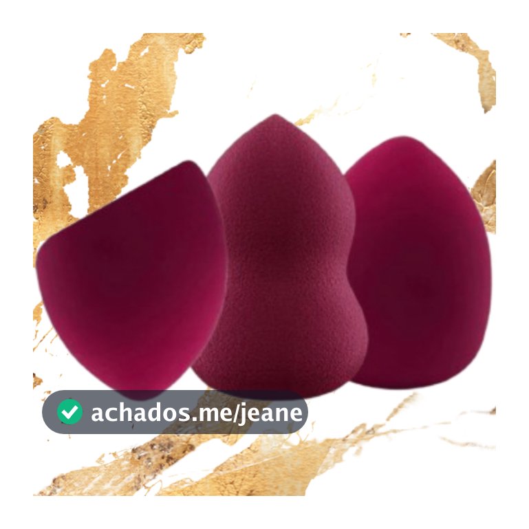Kit Com 3 Esponjas Para Maquiagem Roxa Chanfrada Blender E Gota 365-053-123