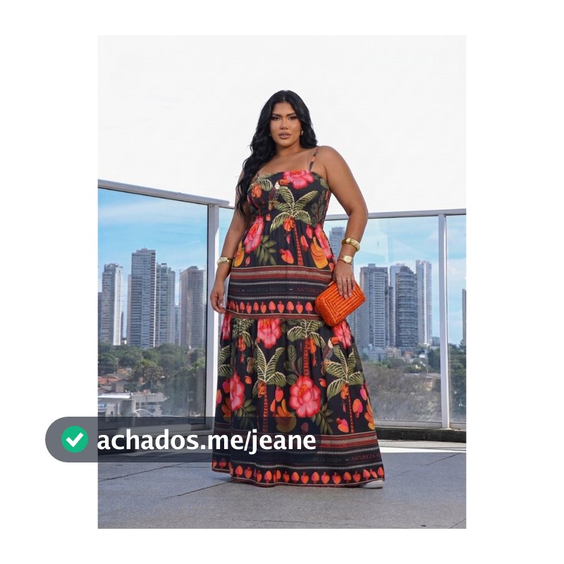 Vestido Longo Plus Size Estampado All Curve Modelador Feminino Verao Florido Primavera Elastico Alça Fina