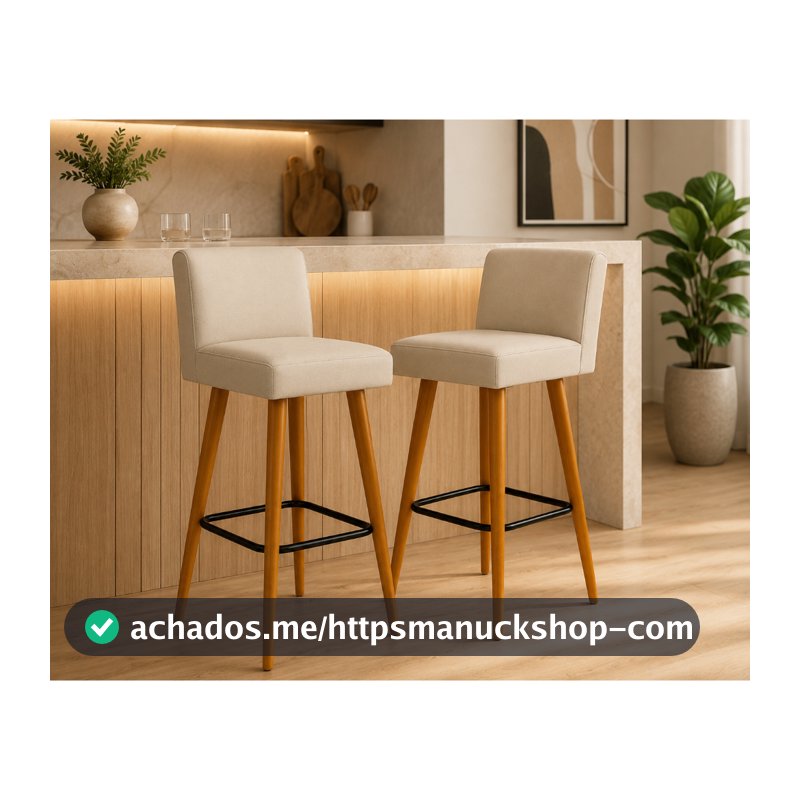 kit 02 banquetas alta decorativa com encosto para cozinha balcão e bistro