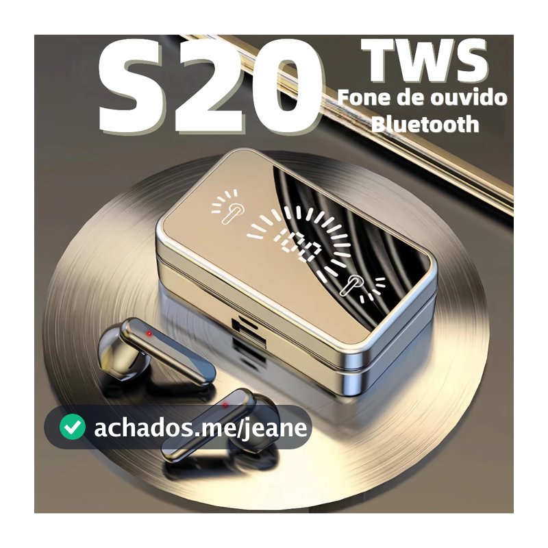 Fone De Ouvido Bluetooth TWS S20 Alto Espelho 5.2 Sem Fio Com Estéreo Binaural Touch HIFI