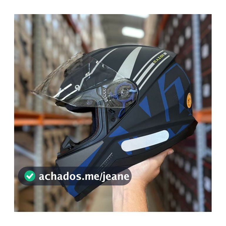 Capacete moto Norisk Razor Full Azul Preto Fosco + Narigueira Masculino Feminino Original Novo