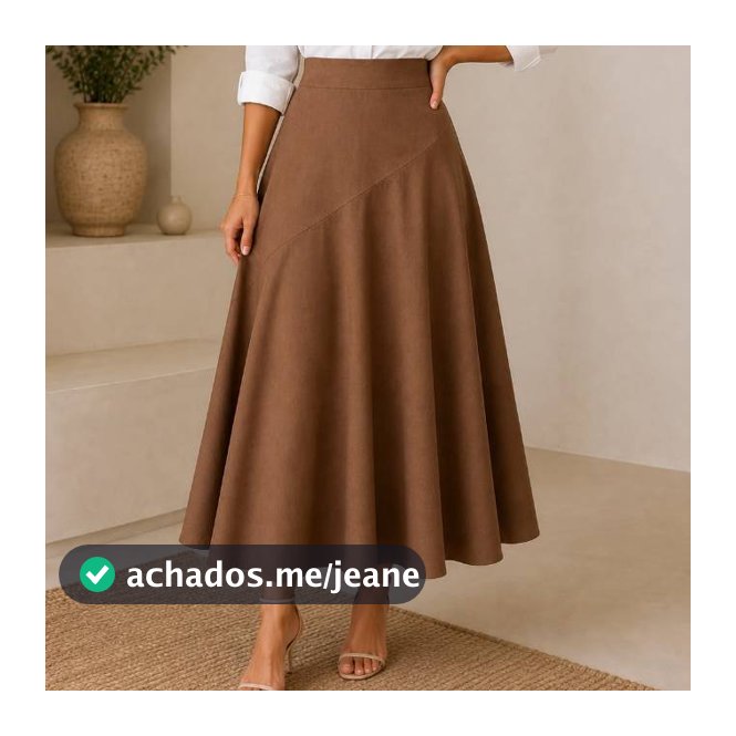 Saia Midi Godê Detalhe Assimetrico em Linho Misto Moderna Moda Modesta Cristã Evangelica Elegante Premium Moda Modesta
