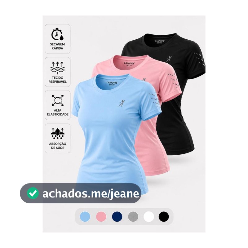 Kit 3 Ou Kit 4 Camisetas Dry Fit Feminina Baby Look Fitness Academia Treino Verão 2026 Lamovie
