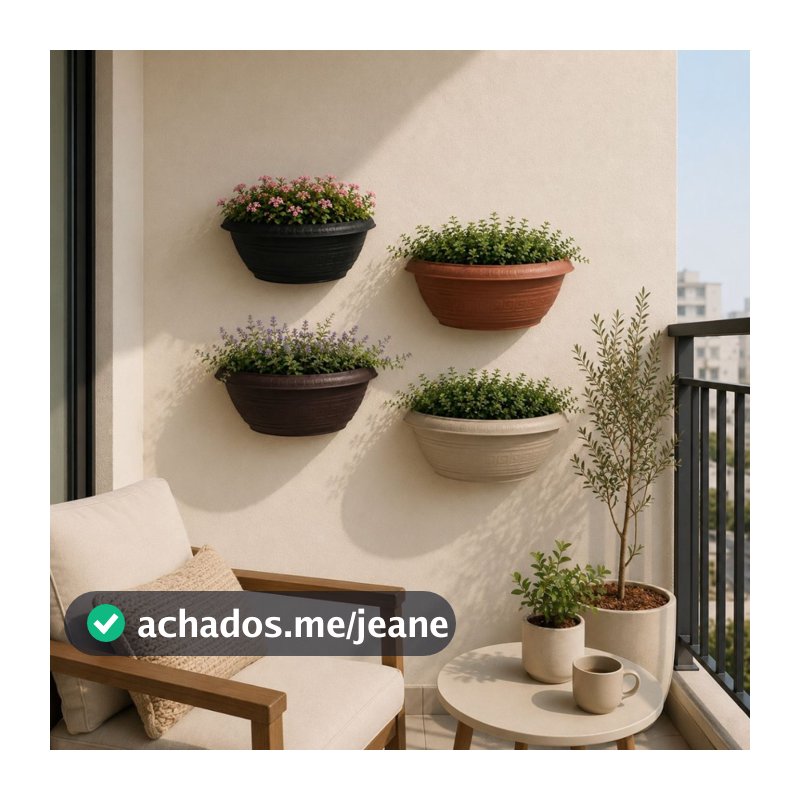 Kit 3 Vaso de Parede Meia Lua 5 L de Plástico para Planta Flor Jardim Varanda Área Externa Casa Decoração de Jardim Casa