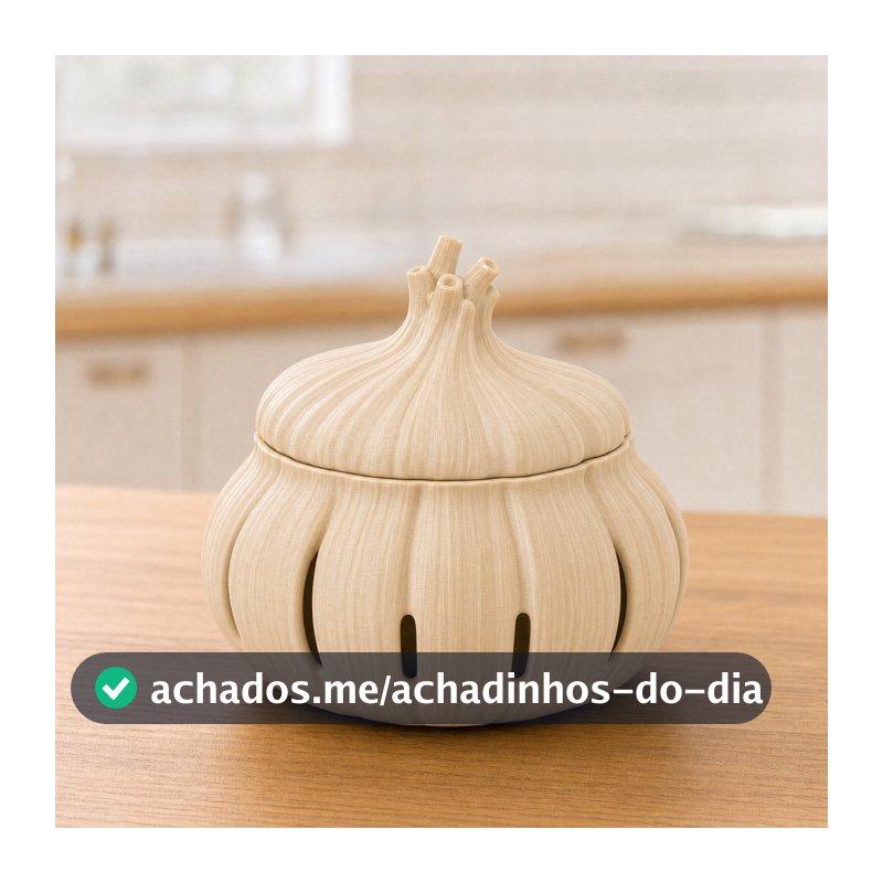 Porta Cebola Decorativo com Tampa Ventilada Organizador de Cozinha 15 cm