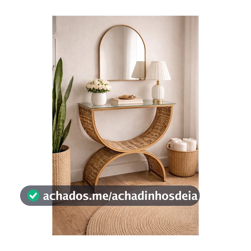 APARADOR JUNCO MODELO CANOA COM VIDRO