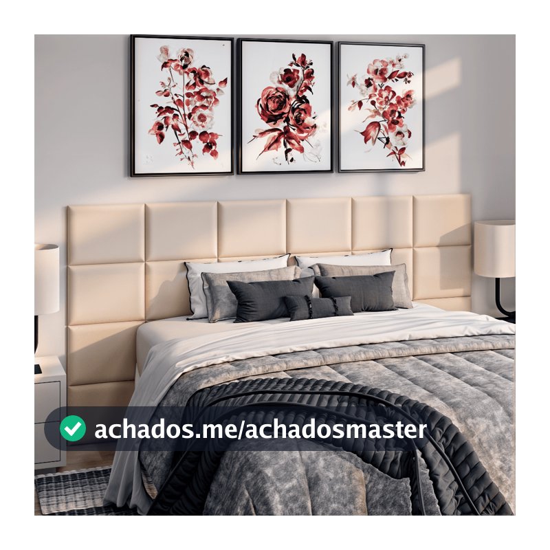 Kit Cabeceira Estofada Completa Adesiva em Modulos 40x30 para Cama de Solteiro Casal Queen King Box