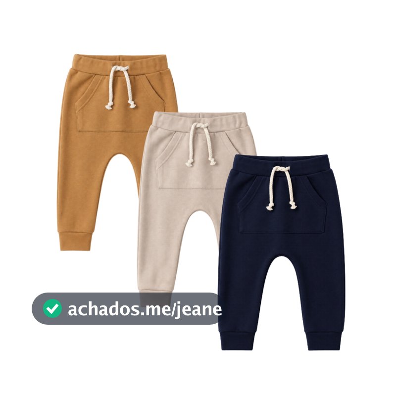 Calça Saruel Bebê Menino Infantil 0 a 1 Ano 100% Algodão