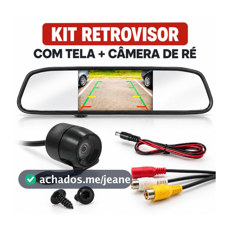 Retrovisor Visor Espelho Tela Lcd Veicular + Câmera De Ré