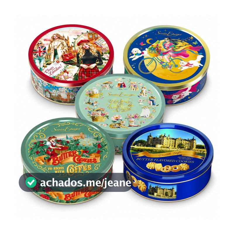 Lata Biscoitos Amanteigados Santa Edwiges 340g Decorada Presente