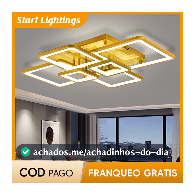 Luz De Teto LED Dourada Para Sala De Estar , Quarto , Moderna E Minimalista , Pendente Decorativa