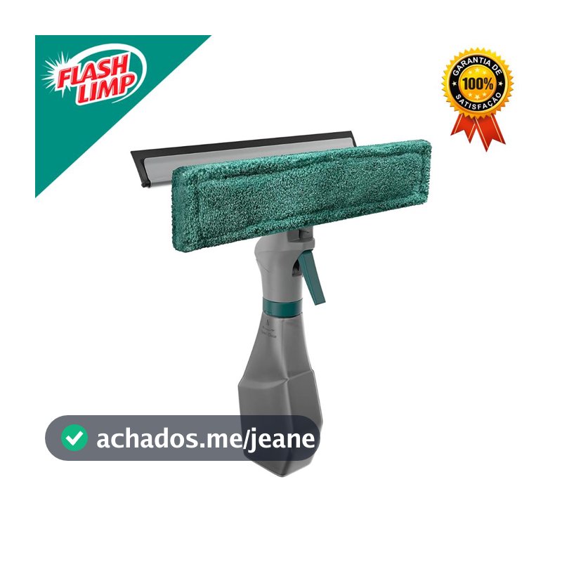 Limpa Vidros Spray, Rodinho e Limpeza, Reservatorio 230 ml, Verde, Flash Limp