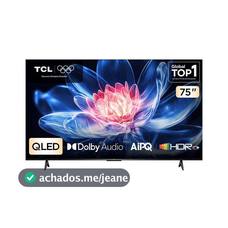 Smart TV TCL 75 Polegadas QLED 4K T6C WiFi Bluetooth Google TV Tela HVA e HDR10+ 75T6C