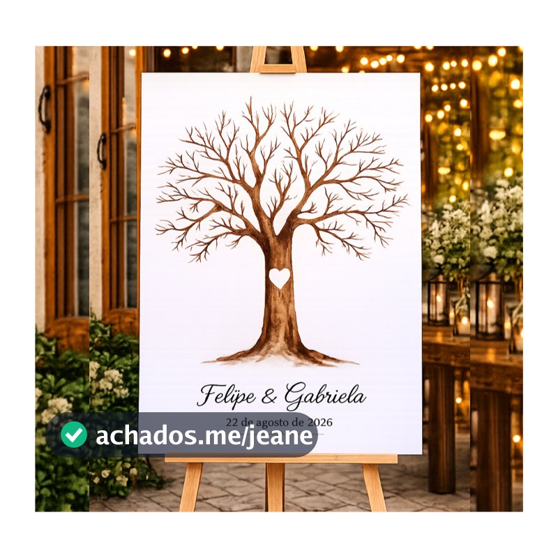 Quadro Decorativo Casamento Árvore Digital - Assinaturas Personalizadas - MDF 3mm