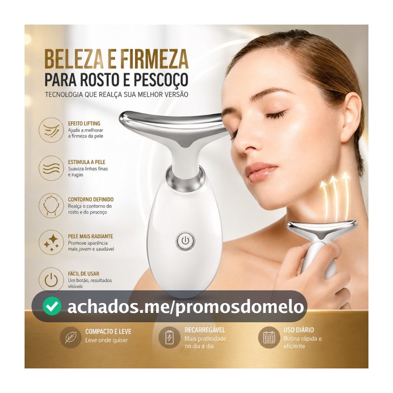 Massageador Anti-Rugas Rosto E Pescoço Levantamento Pele Firmeza 3 Led Portátil Cores Sortidas Envio Imediato