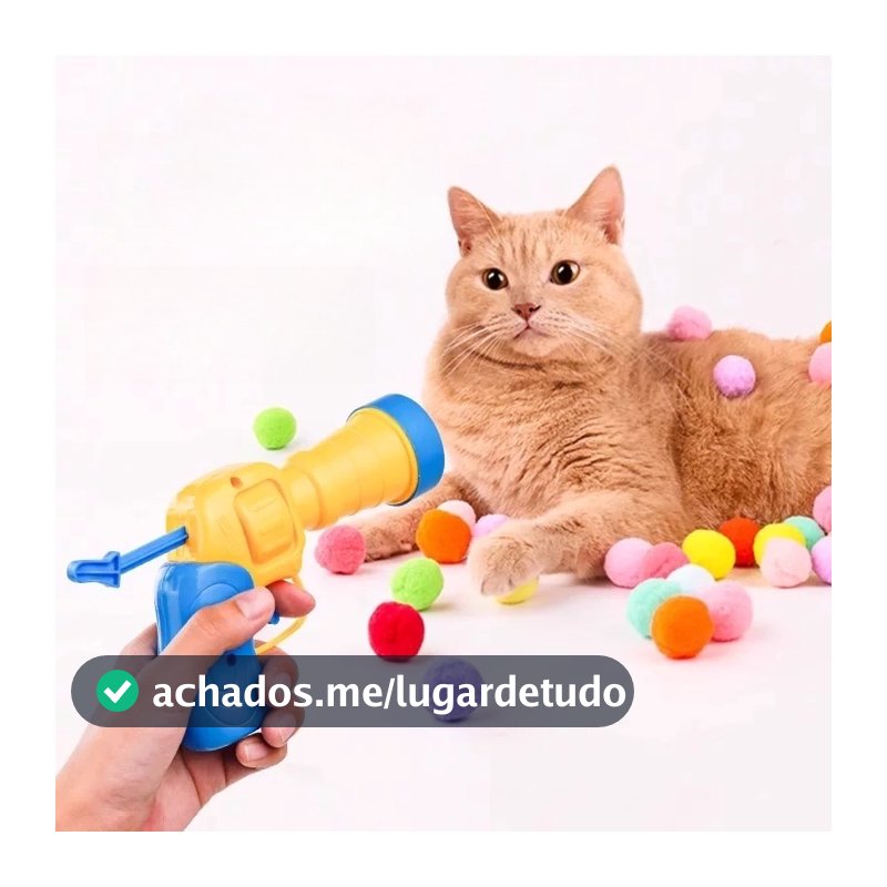 Brinquedo Interativo Para Gatos Arminha de Bolinha Lançador Seguro e Reutilizável