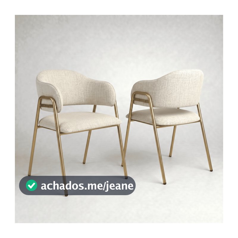 Kit 2 Cadeiras Alice Jantar Sala De Estar Estofada Confortável Cozinha Moderna Apartamento Ergonômica Espaço Gourmet