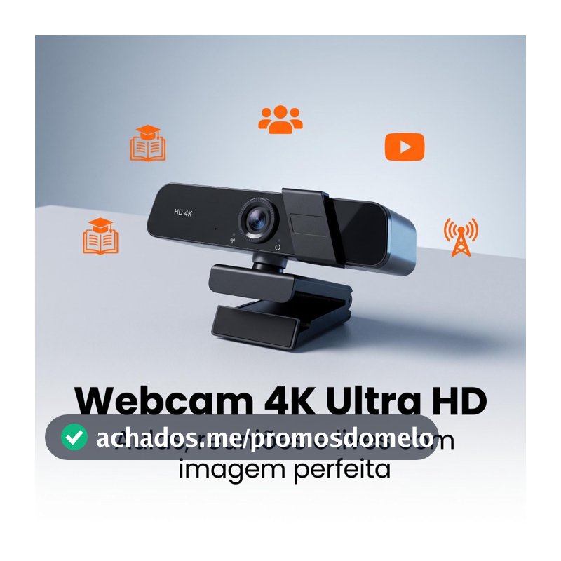 Câmera Webcam 4K Ultra HD USB com Tampa de Privacidade para PC e Notebook 3840x2160p (SIGMA-W780M)
