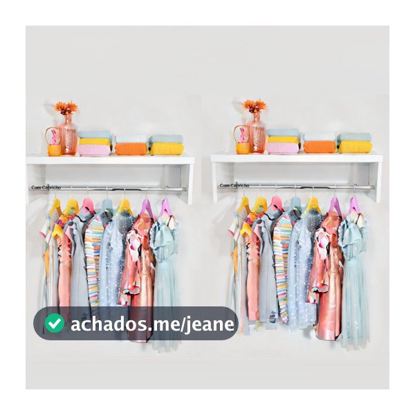 Oferta 2 Cabideiros Arara De parede Para Roupas Branco Closet 60 Cm