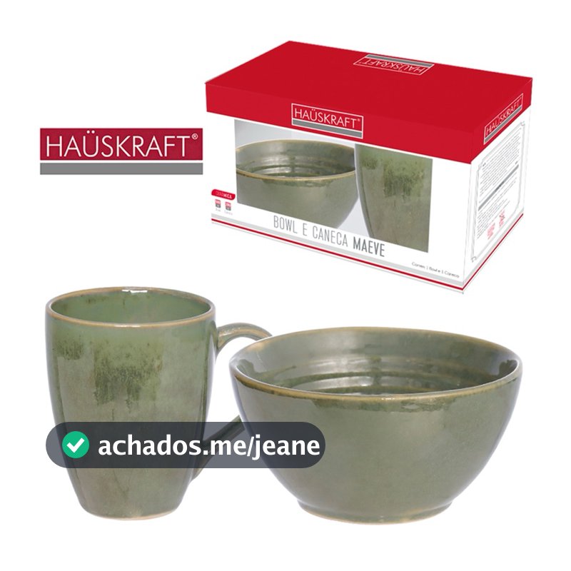 CANECA + TIGELA CUMBUCA BOWL DE PORCELANA HAUSKRAFT 280/500ML