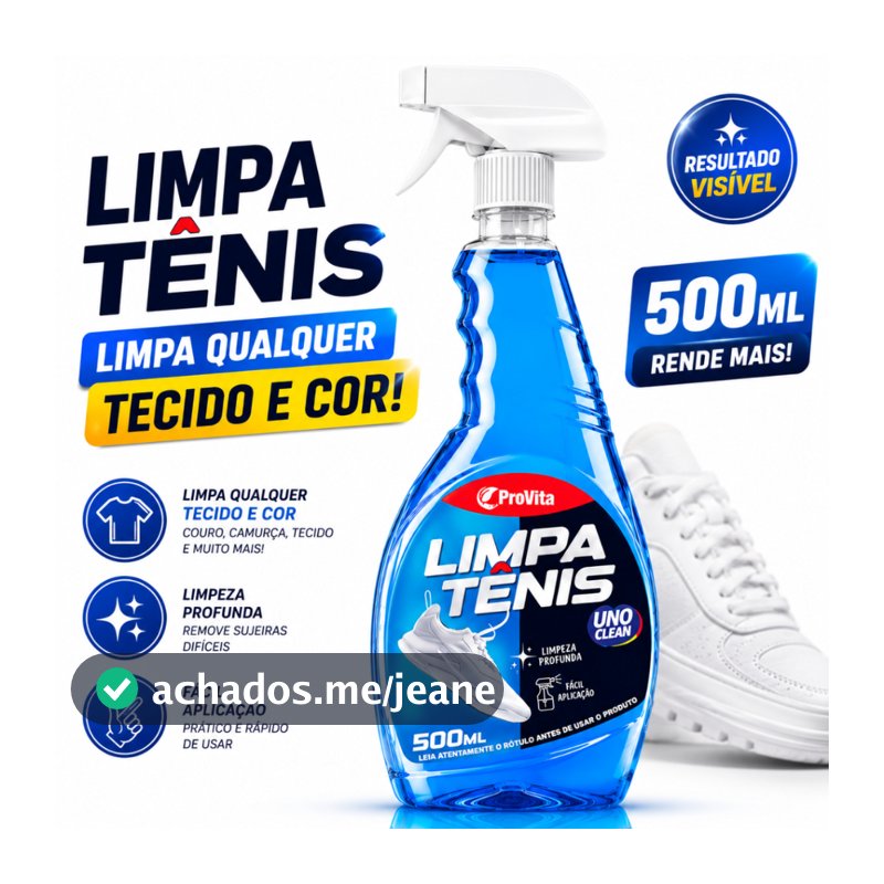 Limpa Tênis À Seco Spray Premium 500ml Remove Sujeira Pesada Mancha Calçado Limpa Solado Encardido Restaura Tênis Branco