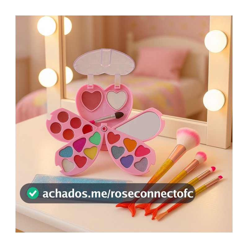 Kit Maquiagem Infantil com Pincéis Sereia Sarahs Paleta Completa Menina Brinquedo Presente