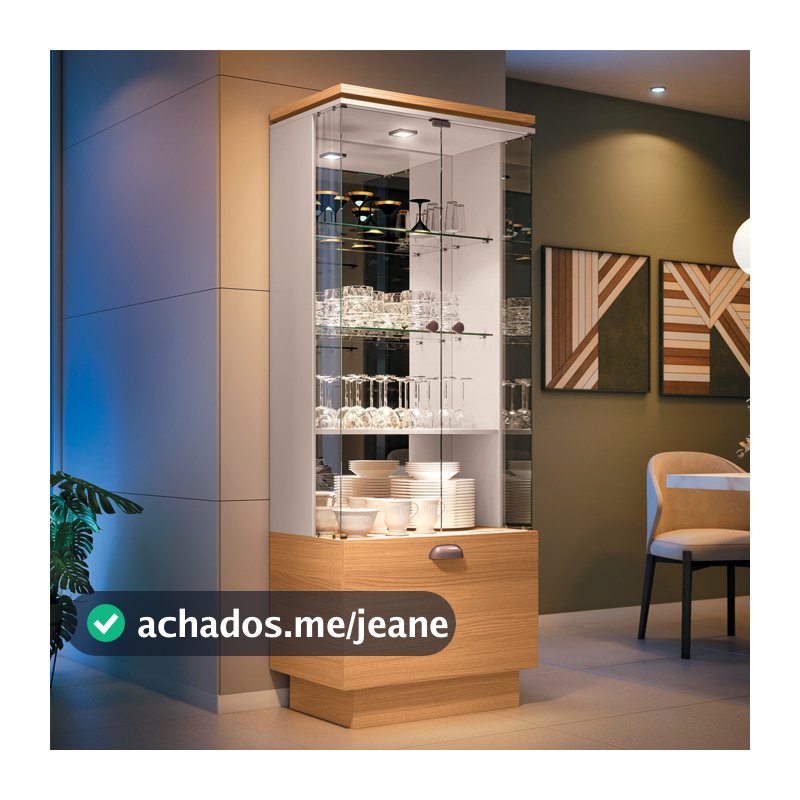 Cristaleira Nicho Adega com Led Portas de Vidro Dominic B01 Cinamomo Off White - Lyam Decor