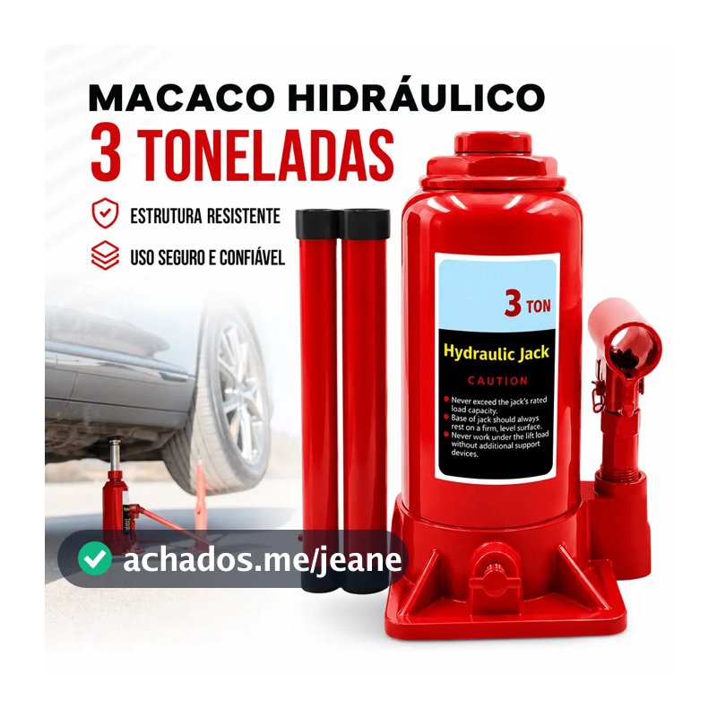 Macaco Hidráulico Garrafa 2T 3T Carro SUV Caminhão Oficina Troca de Pneu Elevação Veicular Manutenção Reforçado
