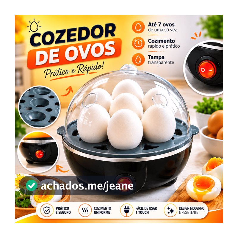 Cozedor De Ovos Elétrico 7 ovos Portátil Cozinha A Vapor 220V/110V Preto Máquina De Cozinhar ovo