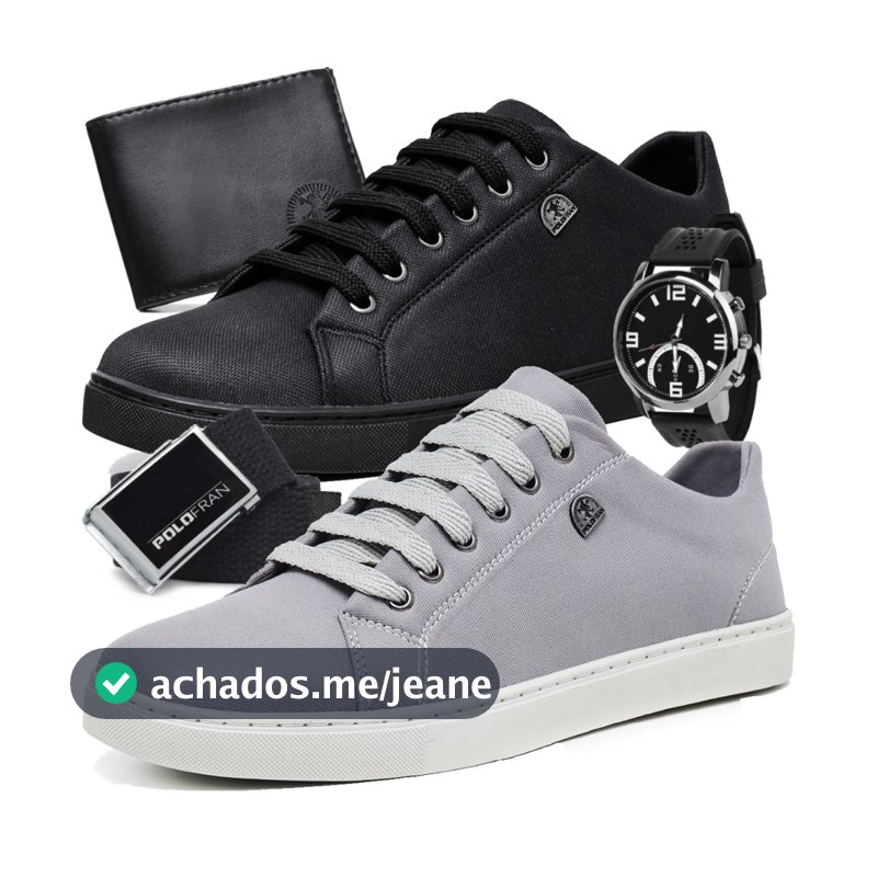 Kit 2 Tênis Masculino Polo Fran Sapatênis Básico Casual Com Carteira Cinto e Relógio London