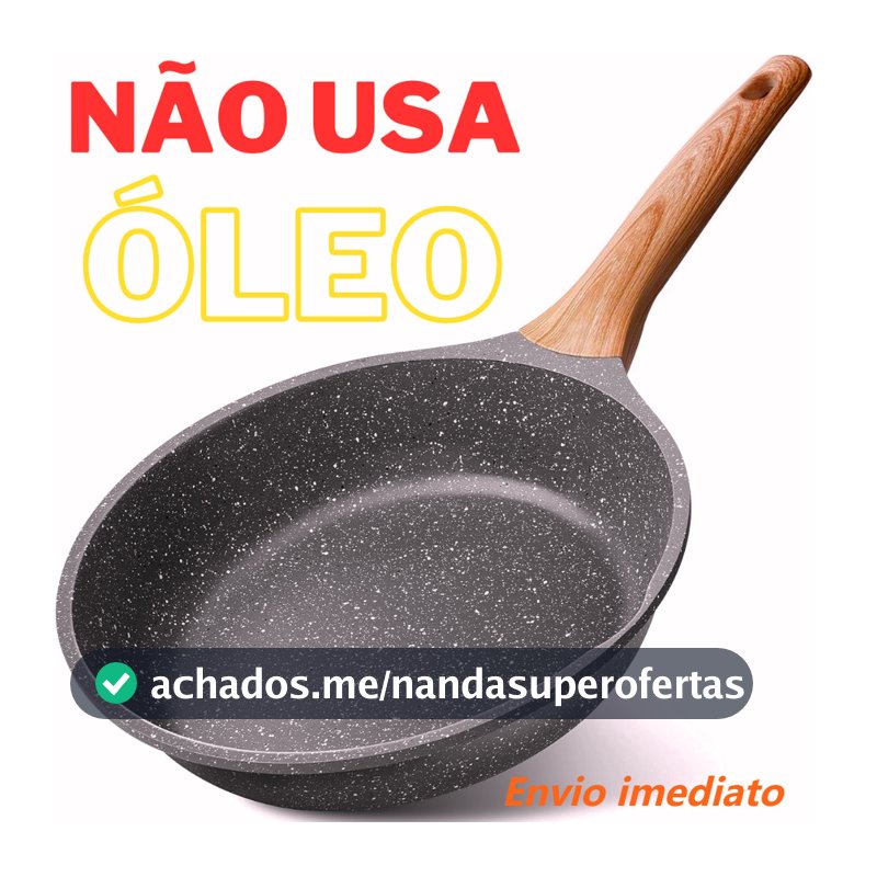 Frigideira 24cm/28cm Antiaderente De Alumínio Revestimento Cerâmico Premium Funda Cabo Madeira Não Gruda