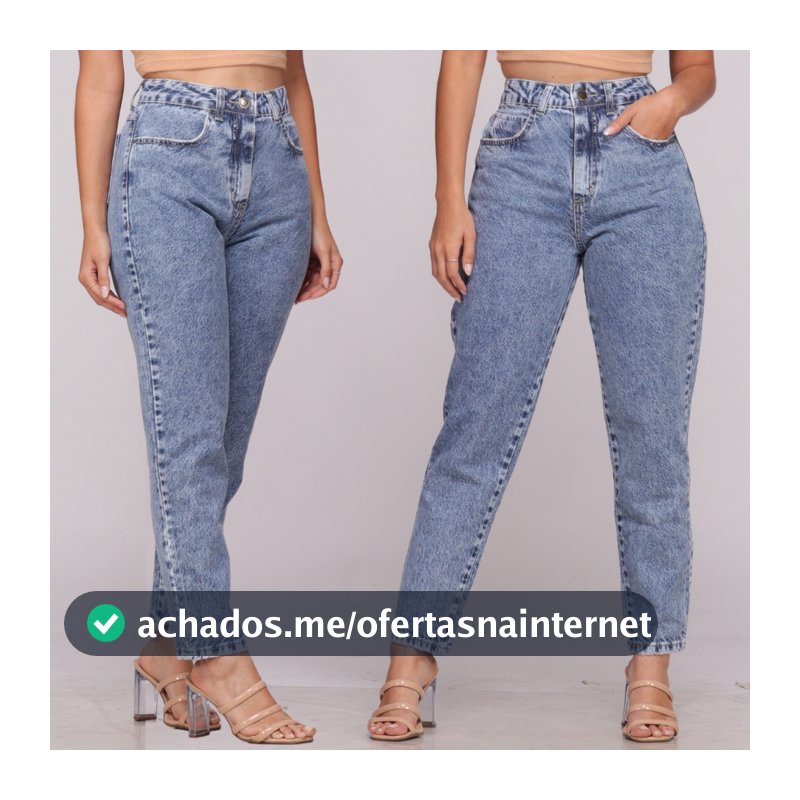 Calça Mom Jeans Cintura Alta Feminina Levanta Bumbum