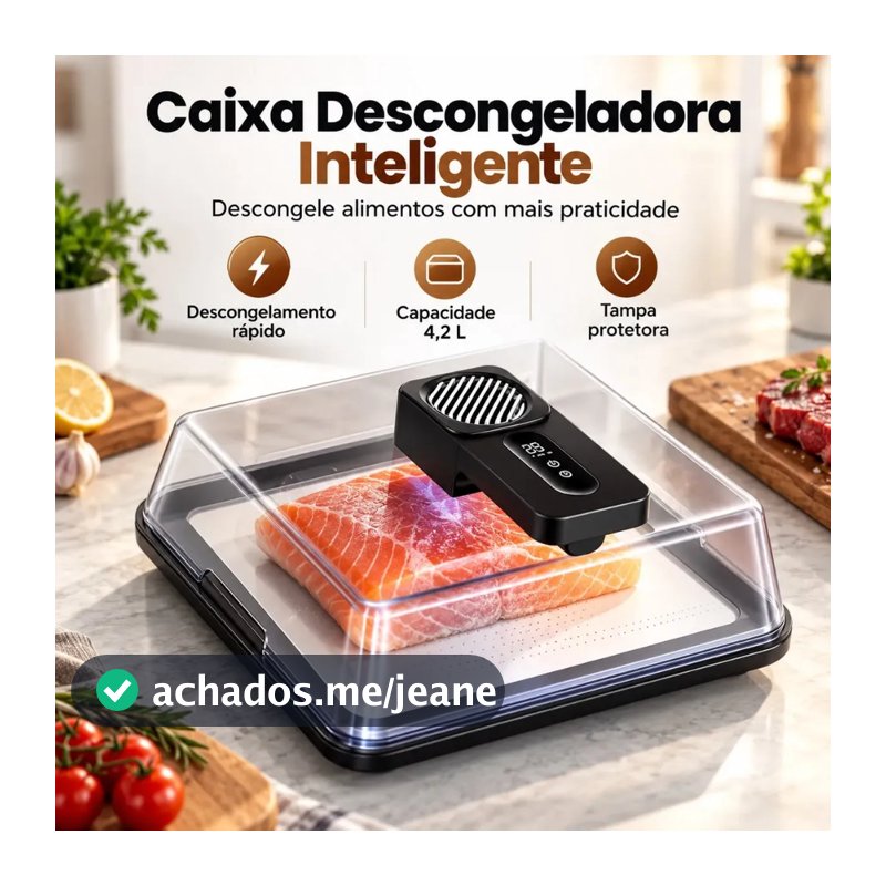 Descongelador Elétrico de Alimentos 4.2L Rápido 10 Minutos Com Tampa p/ Carne e Cozinha - Descongelamento Rápido