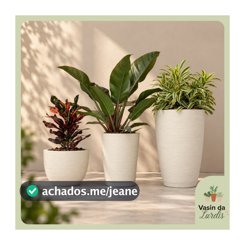 Vaso de planta com acabamento grafiato sala varanda e jardim kit com 3 tamanhos diferentes