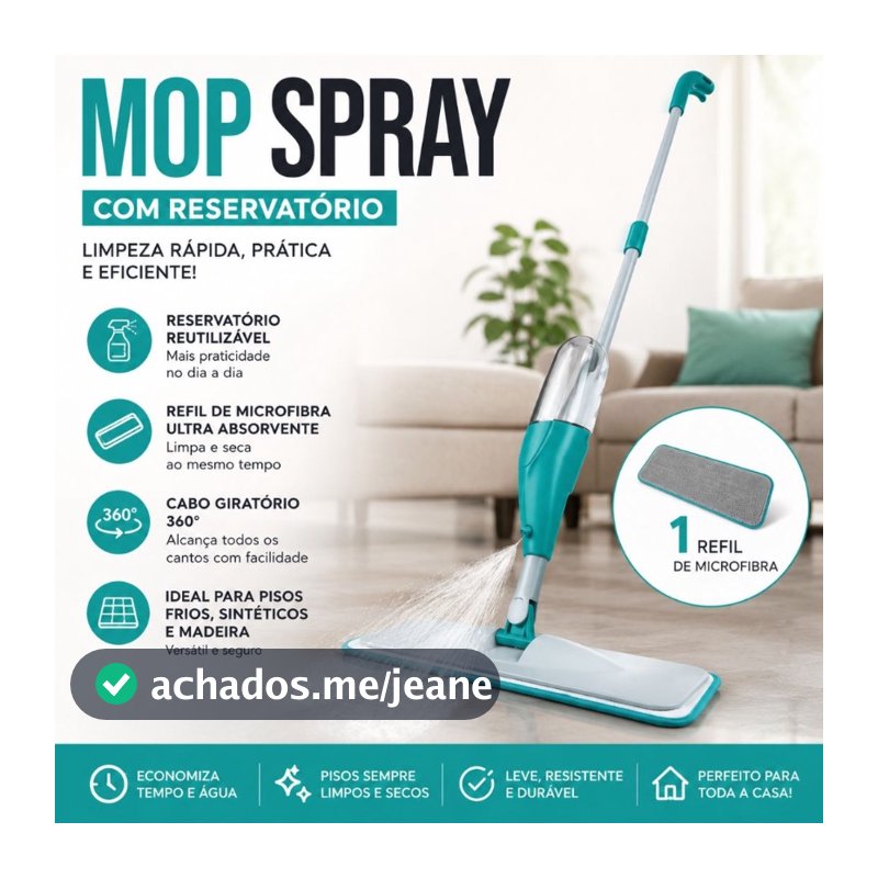 MOP Spray Reforçado Rodo Esfregão com Reservatório Rodo Magico Limpa Seca Mopi