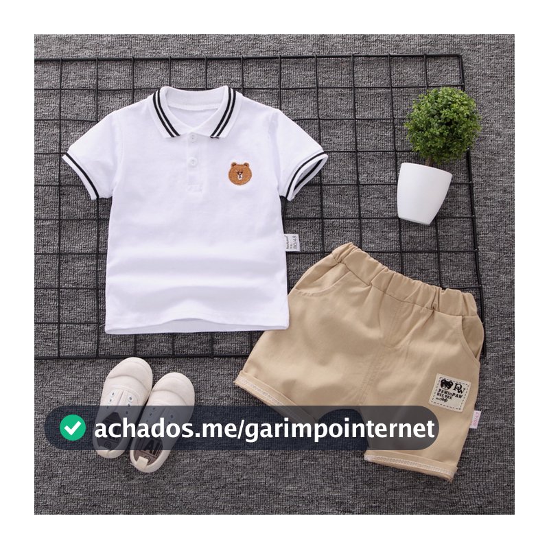 Fato de manga curta para crianças, Summer Boy Top + Shorts Fato de 2 peças, Roupa infantil