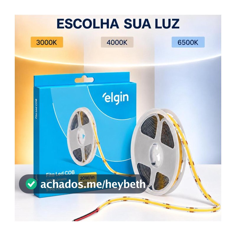 Fita LED COB Elgin 20W/m 5m 24V - Tempreatura de cor  3000K 4000K 6500K