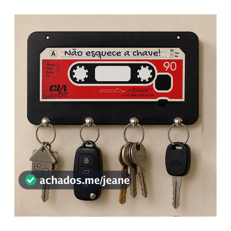 Porta Chaves Fita Cassete K7 Nostalgia Música Anos 80 Decoração Casa Fita Dupla Inclusa
