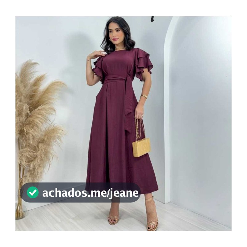 Vestido Longo Feminino Manga Babado Tamanho Único 38 ao 42 – Várias Cores – Elegante e Confortável