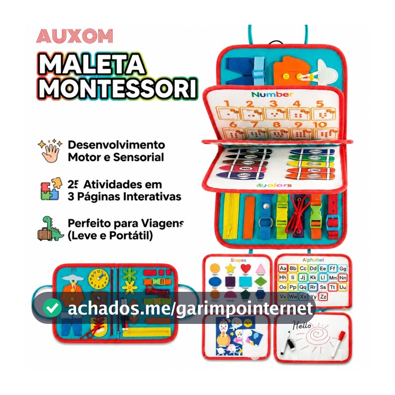 Montessori Sensory Busy Board 25 em 1 Brinquedo Sensorial para Bebê Para Toddlers Educativo