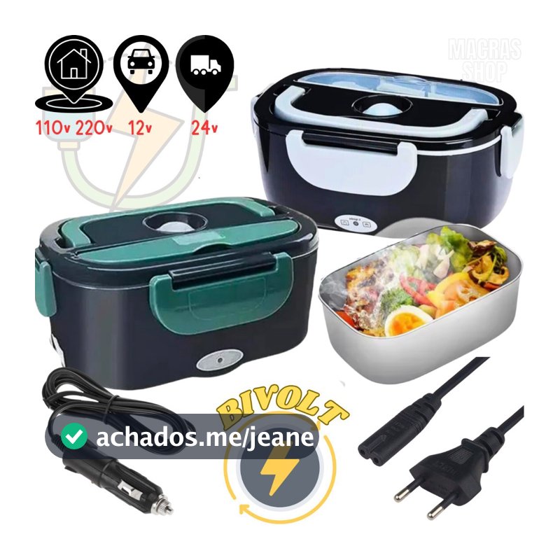 Marmita Elétrica Veicular Tomada Bivolt 110V/220V E 12V/24V - Marmita Térmica Para Comida