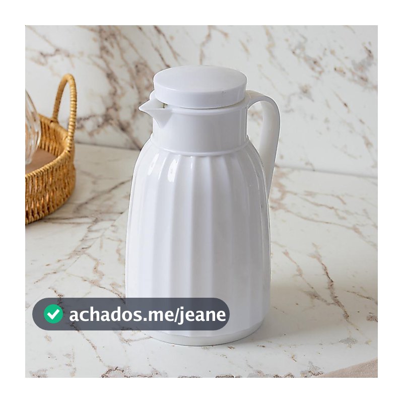 Garrafa Térmica 400ml Queen Branca Lyor com Ampola de Vidro para Café e Chá