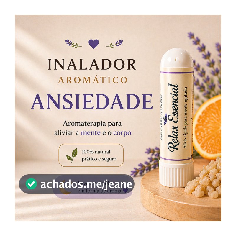 Inalador Nasal Calmante Natural | Aromaterapia Ansiedade l Relaxamento Equilíbrio Emocional | Lavanda, Mandarina Copaíba