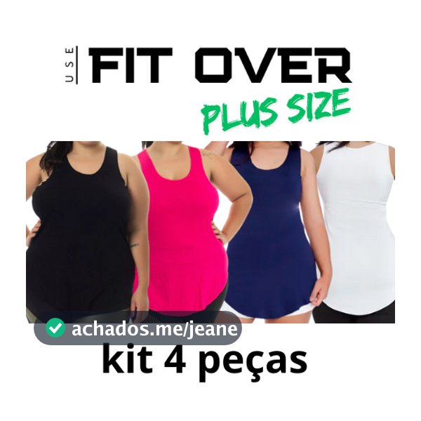 Kit 4 camisetas fitness PLUS SIZE - básica - tapa bumbum - academia - crossfit - fit over