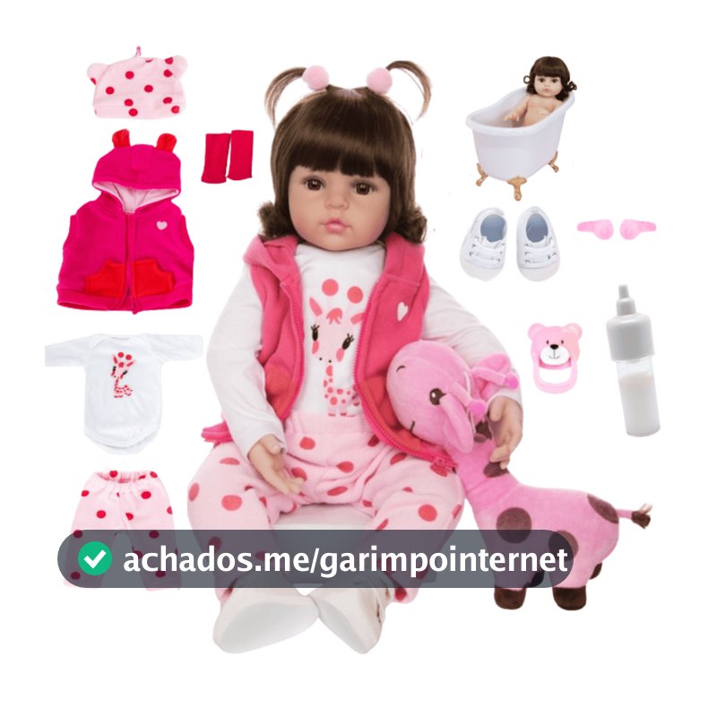 Boneca Bebê Reborn Girafinha Realista Em Silicone Pode dar Banho Envio imediato