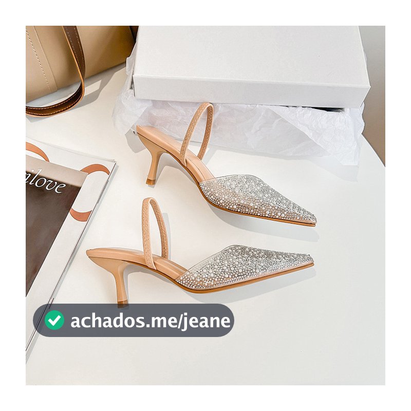 Sapatos de salto alto para mulher, com biqueira estreita e detalhes em pérolas, modelo YVD0 B1F6.