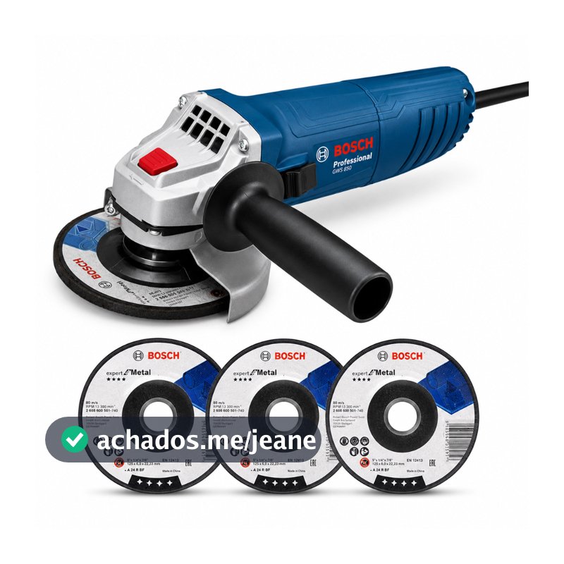 Esmerilhadeira Angular GWS 850 Bosch 850W 4.1/2" com 3 Discos