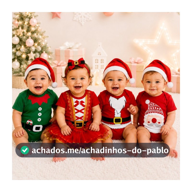 Body Bebê Infantil Temático de Natal Papai Noel Mamãe Noel Confortável Macio Linha Premium Promoção